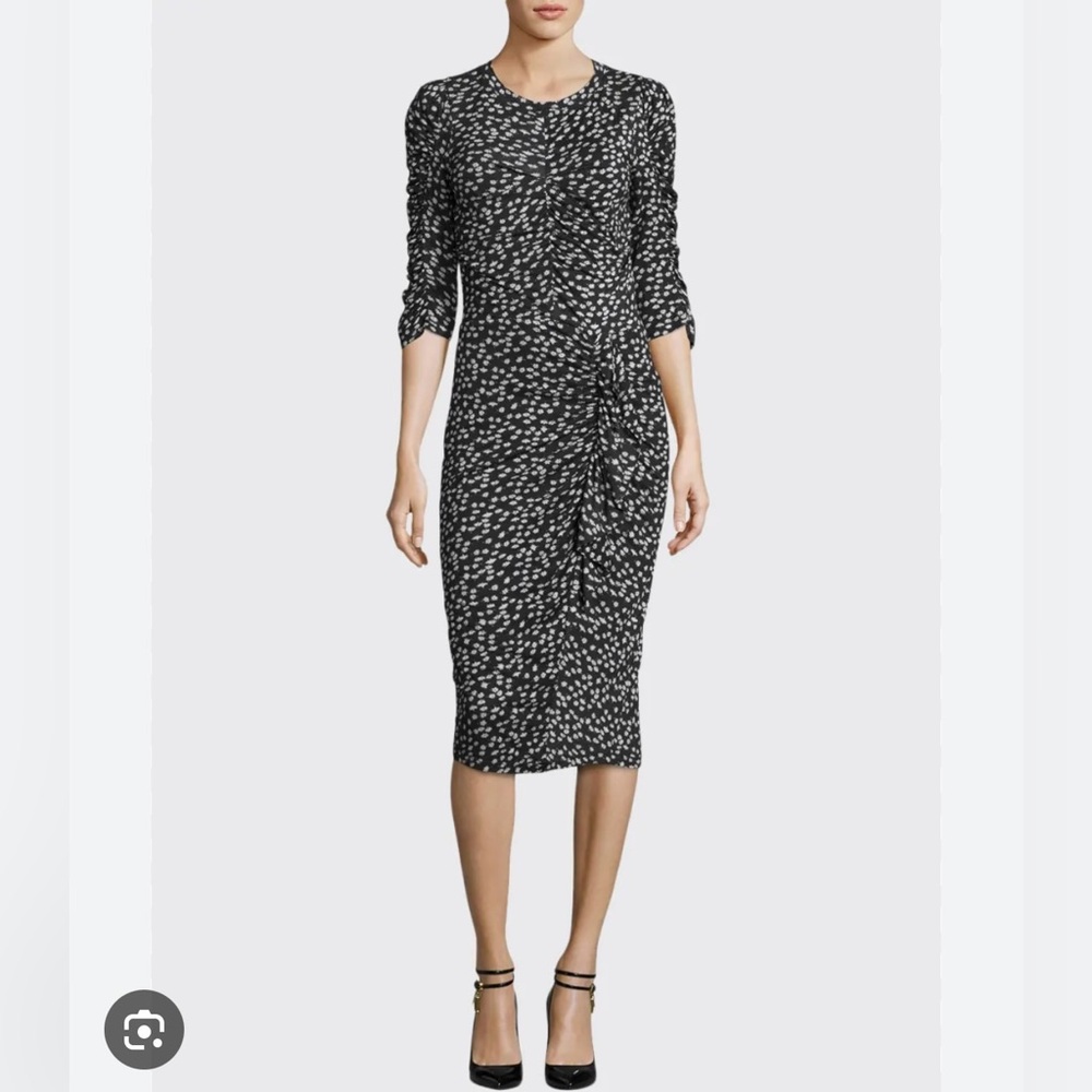 Rebecca Taylor Floral Fizz Rouched Midi Dress. Size M.